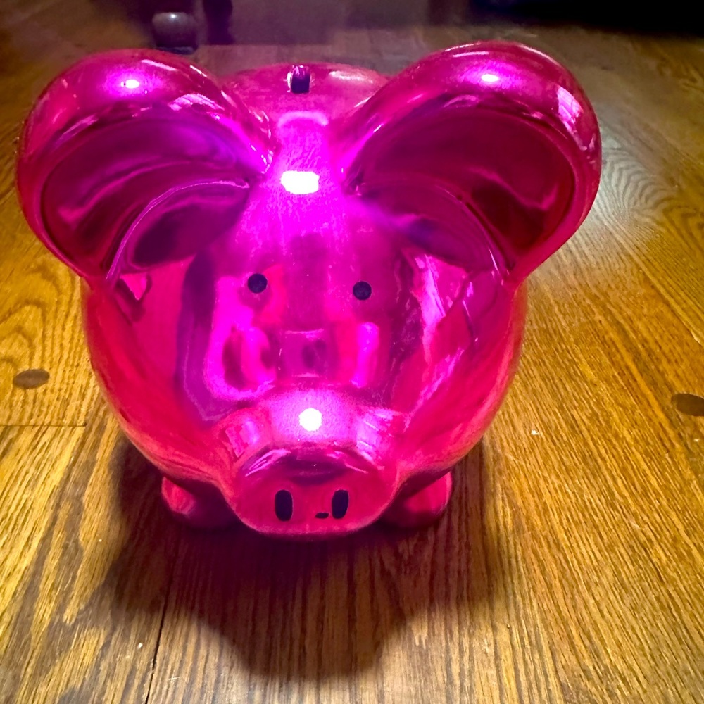 Metalic chrome hot pink piggy bank!